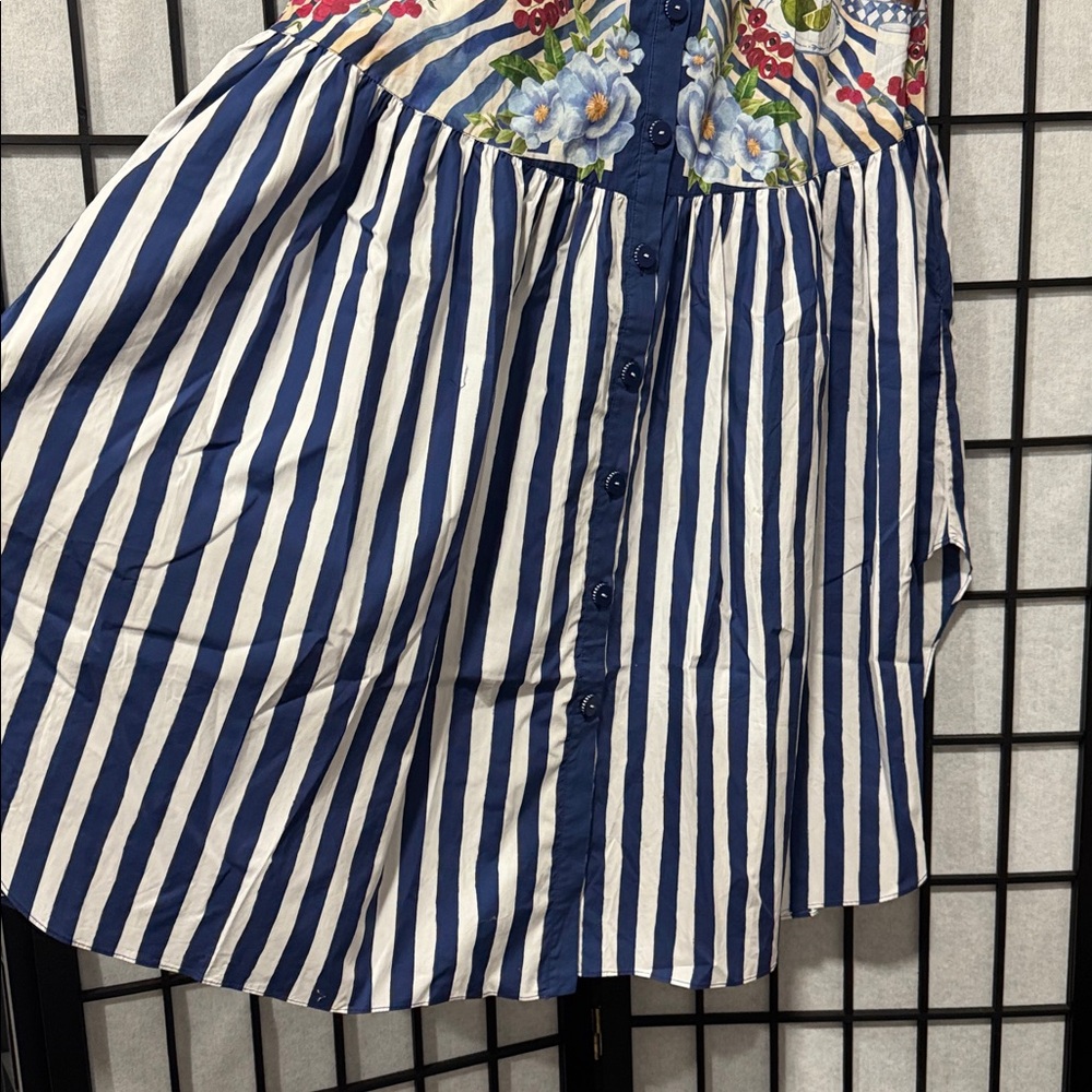 Farm Rio size XS Fresh Table Scarf Midi Dress Blue NWT No Belt - Picture 9 of 12